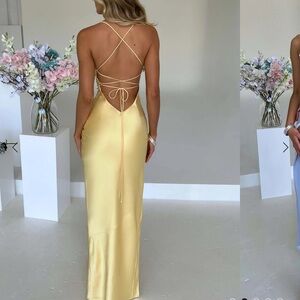 Baby boo lemon colored maxi dress for prom size small never worn